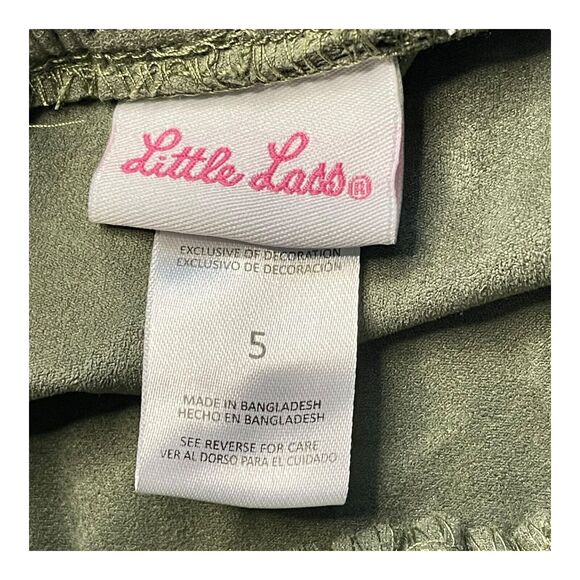 Little Lass Girls Size 5 Ruffled Faux Suede Olive Green Western Skirt - Picture 5 of 7